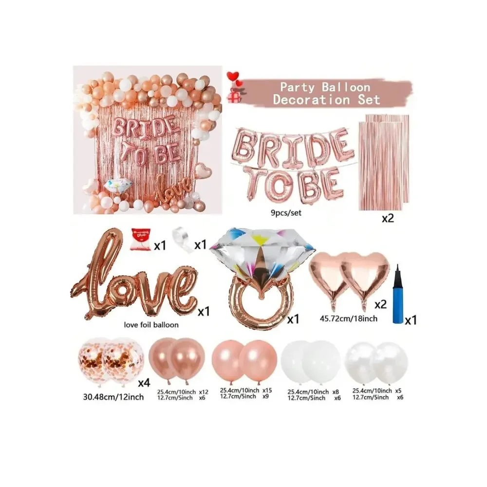Rose Gold Bridal Shower Decorations 75 pcs. NIP love bride to be engaged balloon